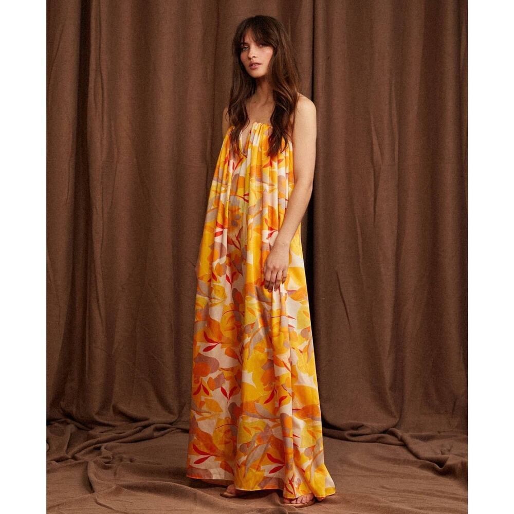 Acler Orange Floral Maxi Dress